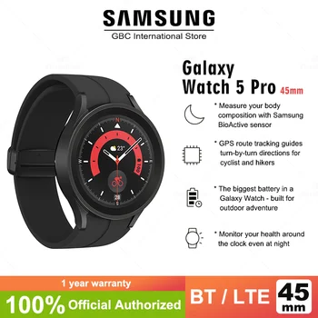 Pasaules Versija Samsung Galaxy Skatīties 5 Pro 45mm R920 Smartwatch Safīra Stikls Displejs asinsspiedienu, EKG Pasākumu, Fitnesa Skatīties