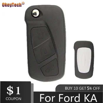OkeyTech Nomaiņa Pārsegs Automašīnas Atslēgas Korpusa Ford KA 3 Pogas Tālvadības Locīšanas Taustiņu Mājokļu Gadījumā, ja Turētājs
