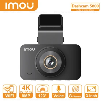 IMOU 8MP Dash Kamera S800 Ultra HD Auto DVR Ar IPS Ekrānu 24H Autostāvvieta Atbalsts Iebūvēts GPS Sadursmes Atklāšanas Balss Vadība
