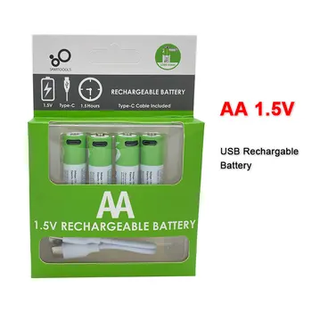 Jaunas Oriģinālas AA 1,5 V 2600 mWh USB uzlādējams li-ion akumulatoru, tālvadības pults, peles maziem ventilatora Elektriskās rotaļlietas baterijas + Kabelis