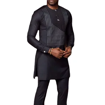 Melns Svītrains Drukāt Āfrikas Drēbes Vīriešiem 2022 Pavisam garām Piedurknēm Āfrikas Kleita Krekls Vīriešiem Puse Āfrikas Tradicionālais Apģērbs 4XL