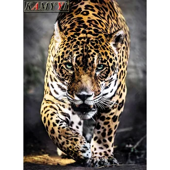 LZAIQIZG Pilnu Kvadrātveida/Apaļā Dimanta Krāsošana Waling Panther Leopard Dimanta Izšuvumu Pārdošana Dzīvnieku Rokdarbu Dekorēšanai Mājas