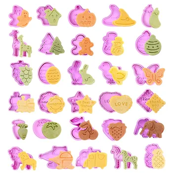 4GAB/KOMPLEKTS 3D Dzīvnieku Cookie Pelējuma Pārtikas Klases Plastmasas Cepumu Kuteris Džungļu Puses Cepšanas Rīki Puse Cupcake DIY Piegādes M366