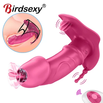 Portatīvo Biksīšu Dildo Vibrators Seksa Rotaļlietas, lai Sieviete Neredzams Valkāt Klitora Stimulators Bezvadu Tālvadības Mēles Laiza Vibratori