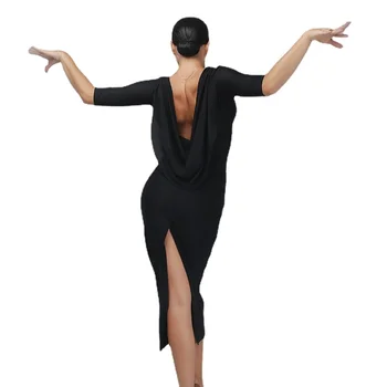 Melns Backless Sieviešu latīņamerikas Deju Kleita Deju Apģērbu, Deju apģērbi Rumba Kleita Latina Salsas Kleita Puse Kleita Tango