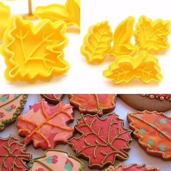 4gab/set Virzuli Cookie Cutter Komplekts DIY Rudenī Maple Leaf Kūka Pelējuma Ziedu Lāpstiņu Pomādes Mīklas Amatniecības Pārtikas Dekori