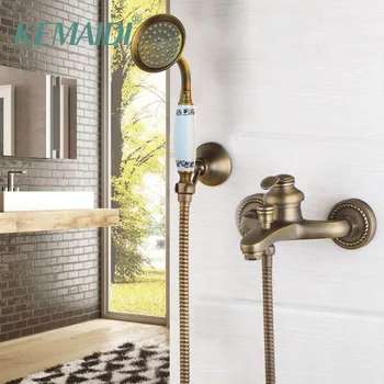 KEMAIDI Eiropas Stilā, Antīkas Dušas Komplekts Vannas istabā pie Sienas piestiprinātās Vara, Misiņa, Dušas Jaucējkrāns Elegants Vanna Duša Celtnis