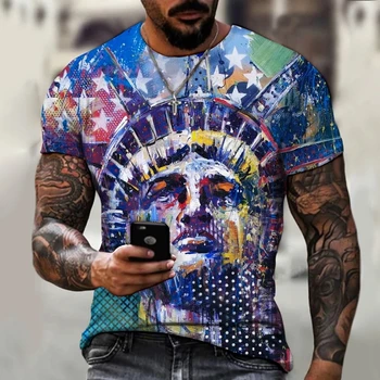 Amerikāņu Grafiti Loft Stilā 3D Iespiests T-Krekls Vīriešiem Vasarā Īsām Piedurknēm Apaļu Kakla Modes Gadījuma Retro T-Krekls Vīriešiem Topi XXS-6XL