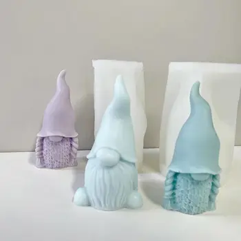 3D Silikona Gnome Pelējuma Ziemassvētku Epoksīda Punduris Ģipša Pomādes Pelējumu Ziepes DIY Krāsu Savu Gnome Sveķu Veidošanas Vasks