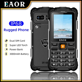 EAOR IP68 Ūdens/Putekļu necaurlaidīgs Tastatūras Tālruņi 2G Izturīgs Tālrunis 3000mAh Liels Akumulators Power Bank Funkcija Tālruņa ieslēgšanas poga Telefona