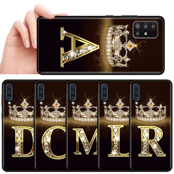 Zelta Vēstuli Monogramma Marmora Case for Samsung Galaxy A51 A12 A71 A31 A52 A02s A52s A22 A03s Black Tālruņa Vāciņu Shell A72 A41 Soma