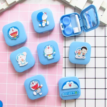 Cute Jaunu Doraemon Studentu kontaktlēcu Lodziņā Kawaii Double Box Biedrs Lodziņā Karikatūra Acu Skaistumu Box 1 Komplekts 5-Gabals Uzvalks Kaste