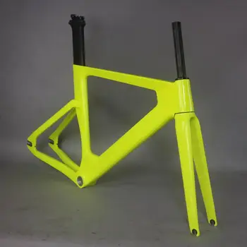 Ir 2021. Fluorescen dzeltena oglekļa sliežu rāmis ceļu rāmji fiksētā pārnesuma velosipēdu frameset sēdeklis post 49/51/54cm oglekļa velosipēdu rāmi