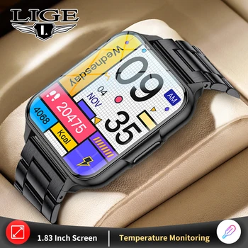 LIGE Smartwatch Skalu, Tapetes Sirdi Līmenis Asinīs, Skābekļa Ķermeņa Temperatūras Monitoringa IP68 Ūdensnecaurlaidīga Smart Pulksteņi Android, IOS