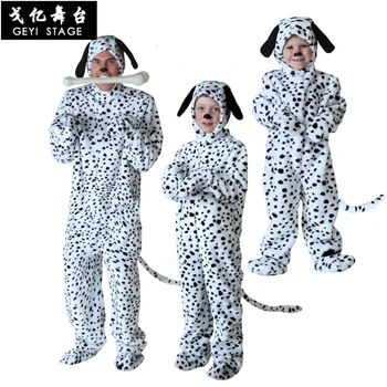 Baby girl onesie suns-plankumainais Dalmatians cosplay apģērbs silts, melna balta flaneļa skaistu dzīvnieku kigurumi bērnu pidžamas
