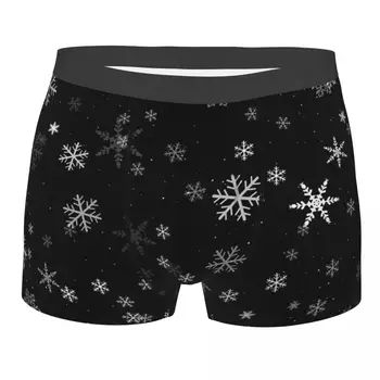 Melnā Un Baltā Snowflakes, Modelis Laimīgs Priecīgus Ziemassvētkus Garās Apakšbikses, Vīriešu Apakšveļa Ērti Šorti Bokseris Biksītes