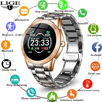 LIGE Modes Luxury Smart Skatīties Vīriešu Ūdensnecaurlaidīgs Sporta Fitnesa Tracker Bluetooth Savienojumu Android, iOS Tālrunis Jaunu smartwatch