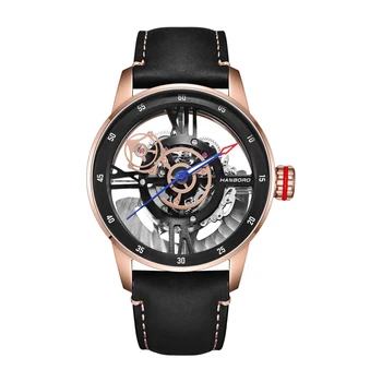 HANBORO luksusa zīmolu vīriešu Automātiskie pulksteņi Mehāniskās rokas Pulkstenis Safīra Stikls, Spoguļi Cilvēks Skatīties Fashion biznesa montre homme
