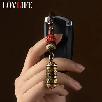 Tibetas Budisms, Ķīnas Sutra Pudeli Auto Atslēgu Ķēdes, Kuloni, Rotaslietas Laimīgs Tapsējuma Misiņa Vintage Ādas Soma Siksniņa Keychains