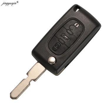 jingyuqin 3 pogas Auto Flip Taustiņu Peugeot 406 607 Tālvadības Atslēgu Čaulu Nomaiņai CE0536 Ar Akumulatoru Klipu NE78 Asmens