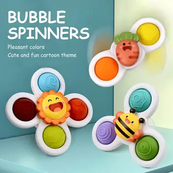 3PCS Jaunu Cute Cartoon Kids Ziedu Spinners Bērnu Vannas Rotaļlietas Maņu Roku Spinners Krāsains Kukaiņu Žiroskopu Rotaļlietas Pirkstu Grabēt Rotaļlietas