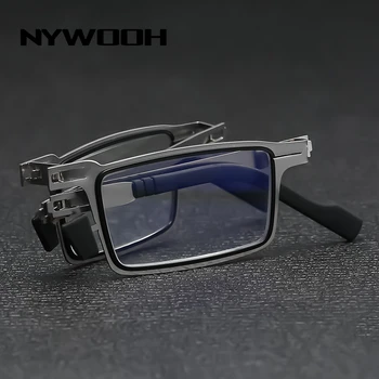NYWOOH Metāla Taisnstūra Locīšanas Lasīšanas Brilles Vīriešiem Zilā Gaisma Datoru Klases Brilles Šauras Brilles Rāmis Vīriešiem gafas +3.5