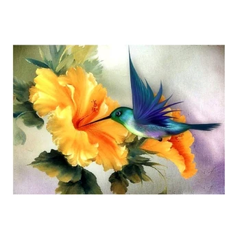 Pilnu dizaina 5D dimanta krāsošana putnu cross stitch komplektu ziedu kopu ar apaļas pērles, dimants, izšuvumi mājas apdare dāvanu
