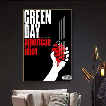 Green Day Mūzika, Rokgrupa Audekla Gleznu Plakātu Izdrukas Mūsdienu Stila Sienas Mākslas Partijas Mājā Ģitāra Dziedātāja Biroja Mājas Dekoru