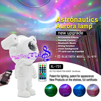 Jaunas Modernizētas Galaxy Nakts Gaisma Astronauts Zvaigžņotām Miglājs Mēness Griestu Sky Projektora lampa ar Taimeri un Tālvadības Bluetooth Skaļrunis