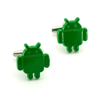 Android aproču pogas Vīriešiem Android Robots Dizaina Kvalitātes Misiņa Materiāla Zaļā Krāsa aproču pogas Vairumtirdzniecības&retail
