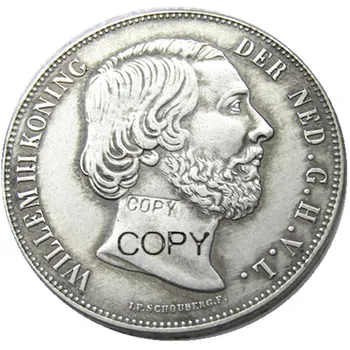 Nīderlande 6pcs 1852-1873 2 1/2 Gulden Willem lll Sudraba Pārklājumu Kopēt Monētas
