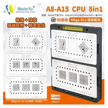 MasterXu AMAOE Mbga-B12 A8-A15 CPU BGA Reballing Trafaretu Komplekts Līmes, Noņemot Armatūra iPhone 6 7 8 X 11 12 13 Pro Max