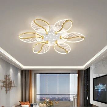 Jauno Radošo LED Griestu Lampas Dzīvojamā Istabā, Skaistu Ziedlapiņu Guļamistaba Saprātīga Iekštelpu Apdares Personību Lampas Lustras