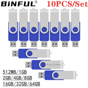 BiNFUL 10Pcs/Set Metāla 512 MB 1 GB 4 GB 8 GB 16 GB 32G 64G Pen Drive Flash Drive, Memory Stick 128GB U Diska Īkšķi Pendrive Konkursa LOGO