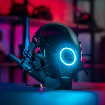 Personalizētu kiberpanku maska ar LED gaismas Cosplay aksesuārus tehnoloģiju sajūtu mehāniskās maska