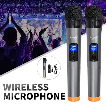Universālā UHF Bezvadu Profesionālo Rokas Mikrofons ar USB Uztvērēju Karaoke MIKROFONS Baznīcas Darbības Pastiprinātājs
