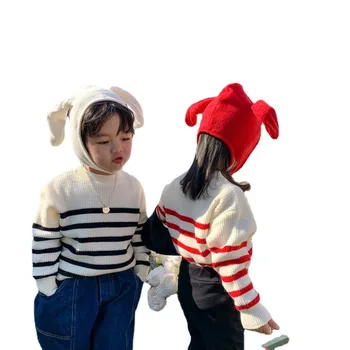 2022. gada Pavasarī Zēni un Meitenes korejas Svītrains Džemperis Bērniem Gadījuma Gudrs Trikotāžas Džemperis Trikotāžas Džemperis Toddler Zēns Džemperi