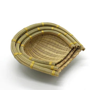 Roku Austi Mini Bambusa Dustpan Pītā Plāksnes Sauso Augļu Paplātes Uzkodām Uzglabāšanas Bambusa Grozu Bambusa Amatniecības Galda Dekorēšana
