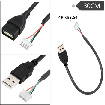 USB, lai 4P xh2.54 kabelis 4P MX1.25 Sieviešu USB 2.0 Sieviešu/ Vīriešu USB Kabeli, lai Dupont 4 pin Datu Kabeli 30cm；