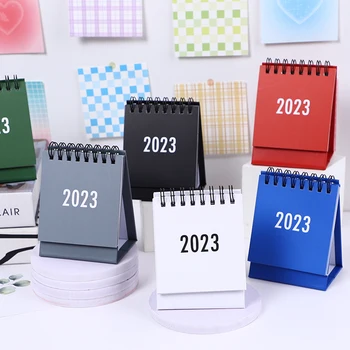 2023 Galda Kalendārs ar Uzlīmēm Kawaii Spole Dual Dienas Nedēļā Ikgadējā Programma Plānotājs Mini Desktop Kalendārs Gudrs Biroja Piederumi